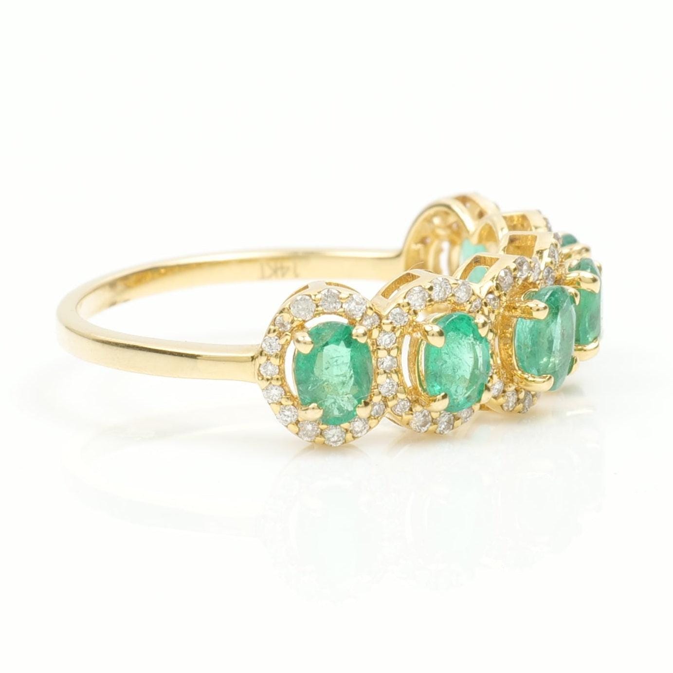 Oval Emerald Diamond Eternity Band Ring