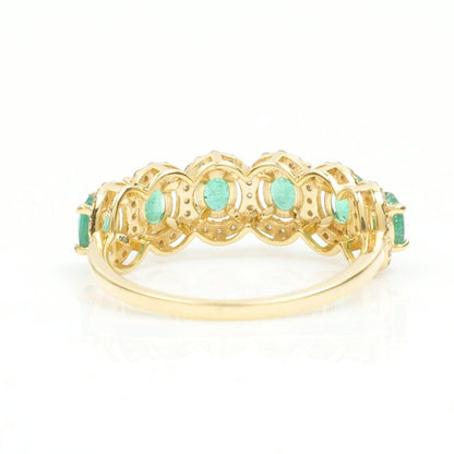 Oval Emerald Diamond Eternity Band Ring