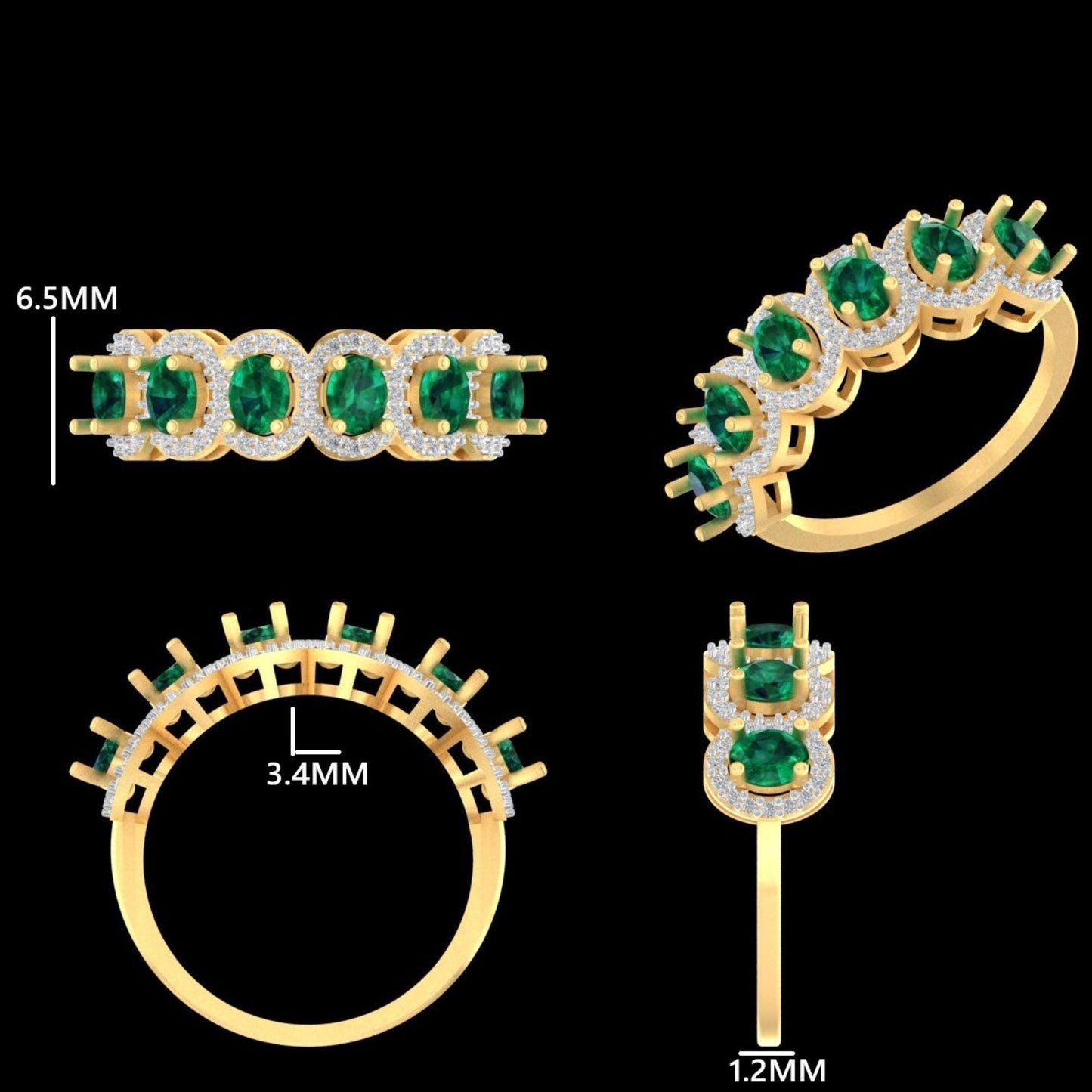 Oval Emerald Diamond Eternity Band Ring