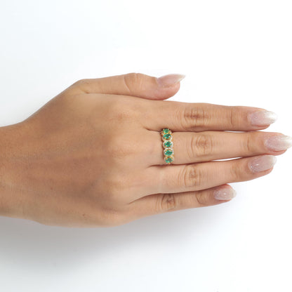 Oval Emerald Diamond Eternity Band Ring