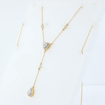 Heart Pear Diamond Drop Lariat Necklace