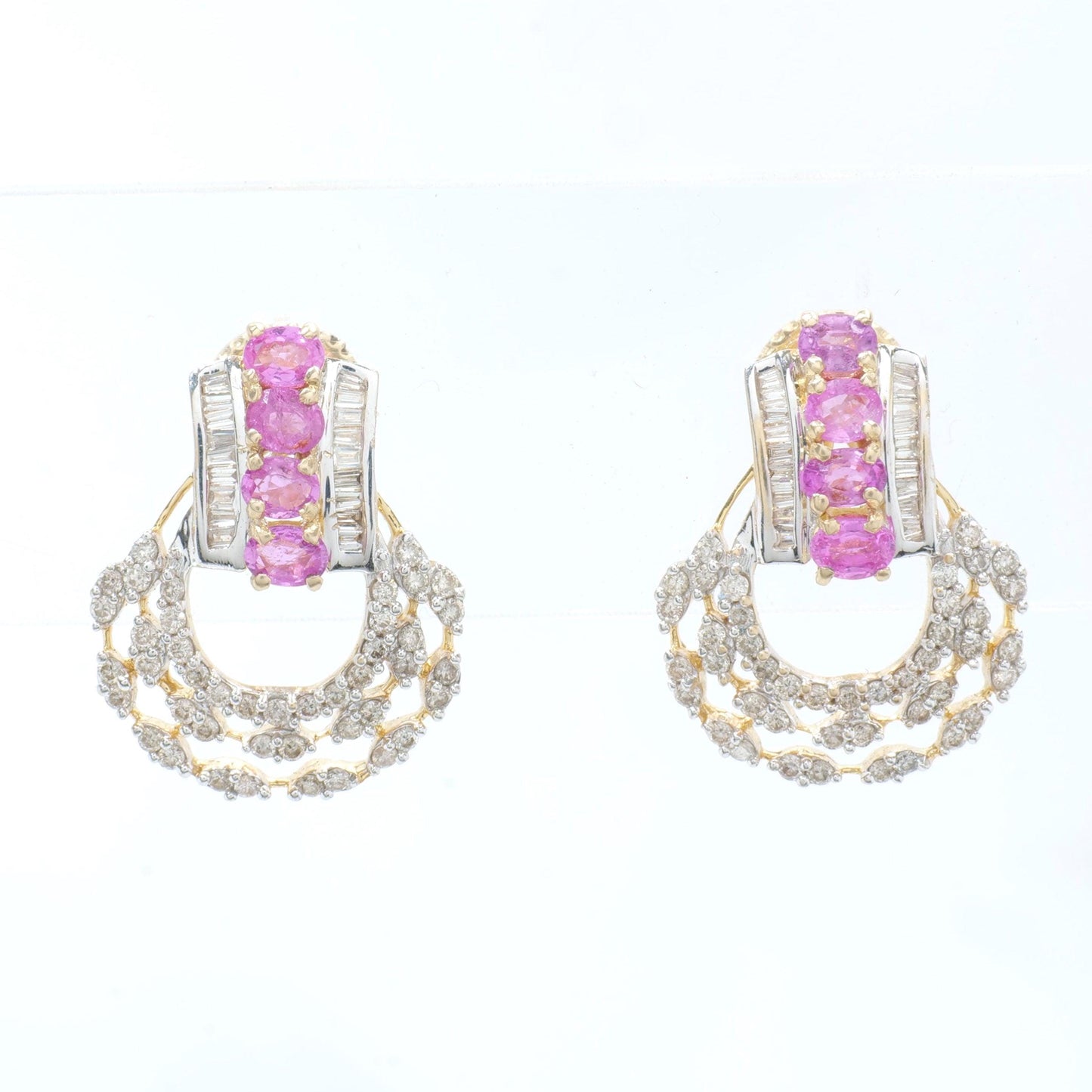 Pink Sapphire Diamond Studs Earrings