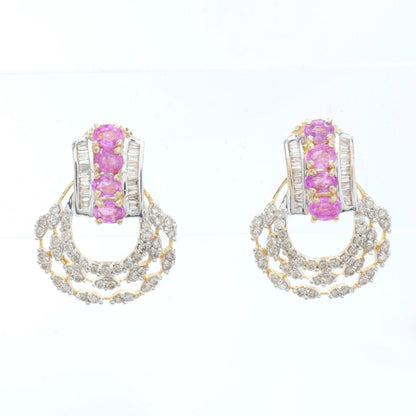 Pink Sapphire Diamond Studs Earrings