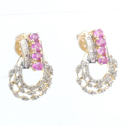 Pink Sapphire Diamond Studs Earrings