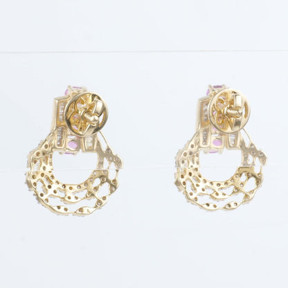 Pink Sapphire Diamond Studs Earrings