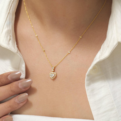 Heart Halo Diamond Pendant Necklace