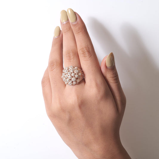 Floral Dome Natural Diamond Honeycomb Ring