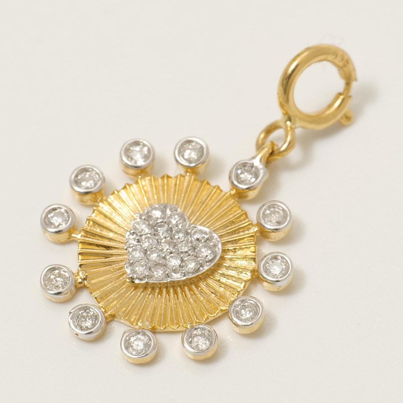 Heart Medallion Bezel  Natural Diamond Charm
