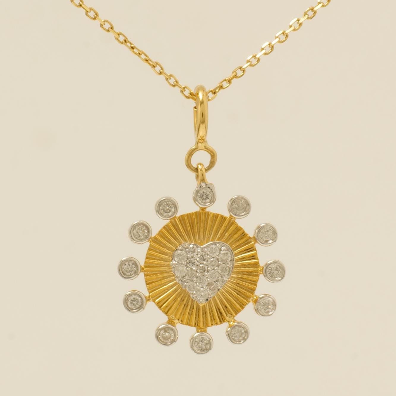 Heart Medallion Bezel  Natural Diamond Charm