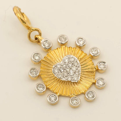 Heart Medallion Bezel  Natural Diamond Charm