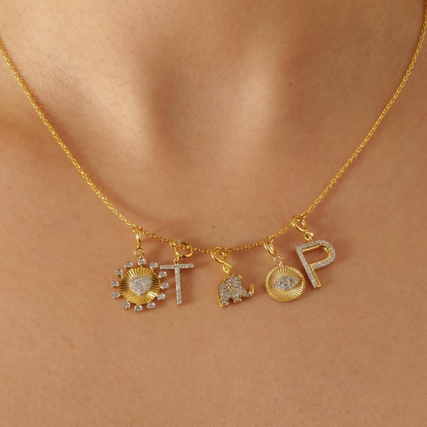 Heart Medallion Bezel  Natural Diamond Charm