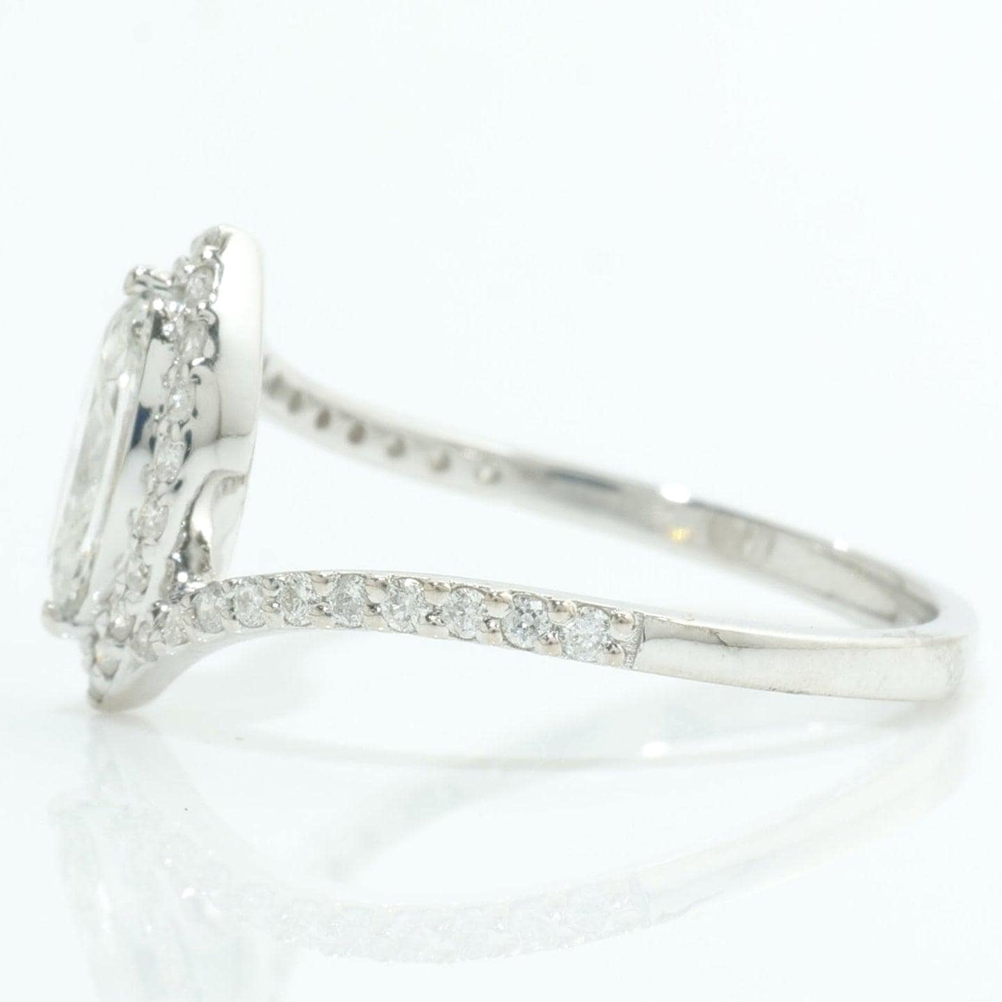 Marquise Halo Natural Diamond Bypass Ring