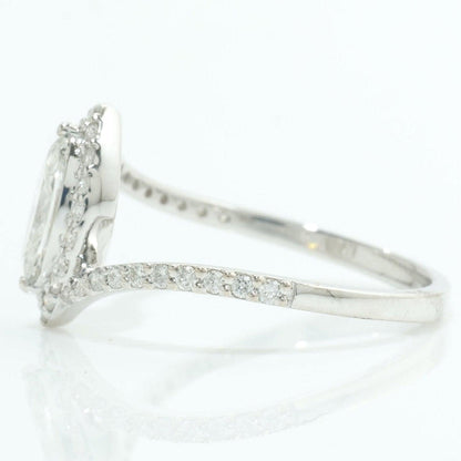 Marquise Halo Natural Diamond Bypass Ring