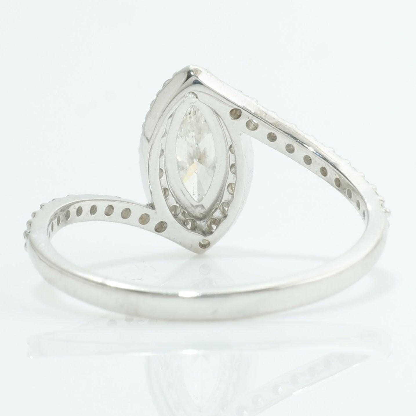 Marquise Halo Natural Diamond Bypass Ring