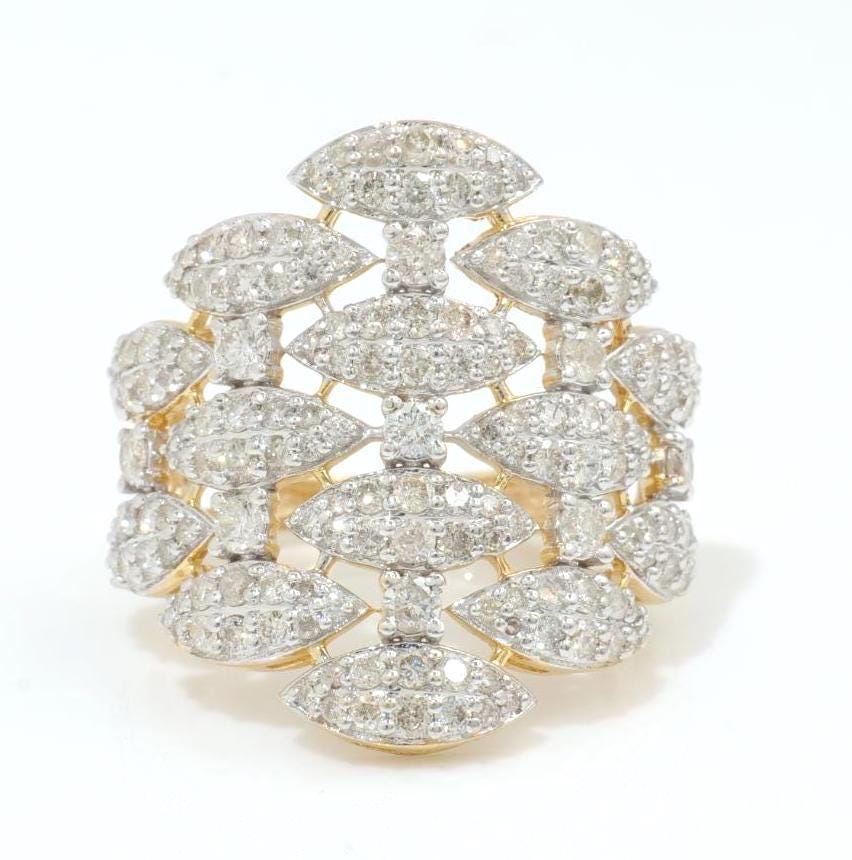Marquise Cluster Natural Diamond Pave Band Ring