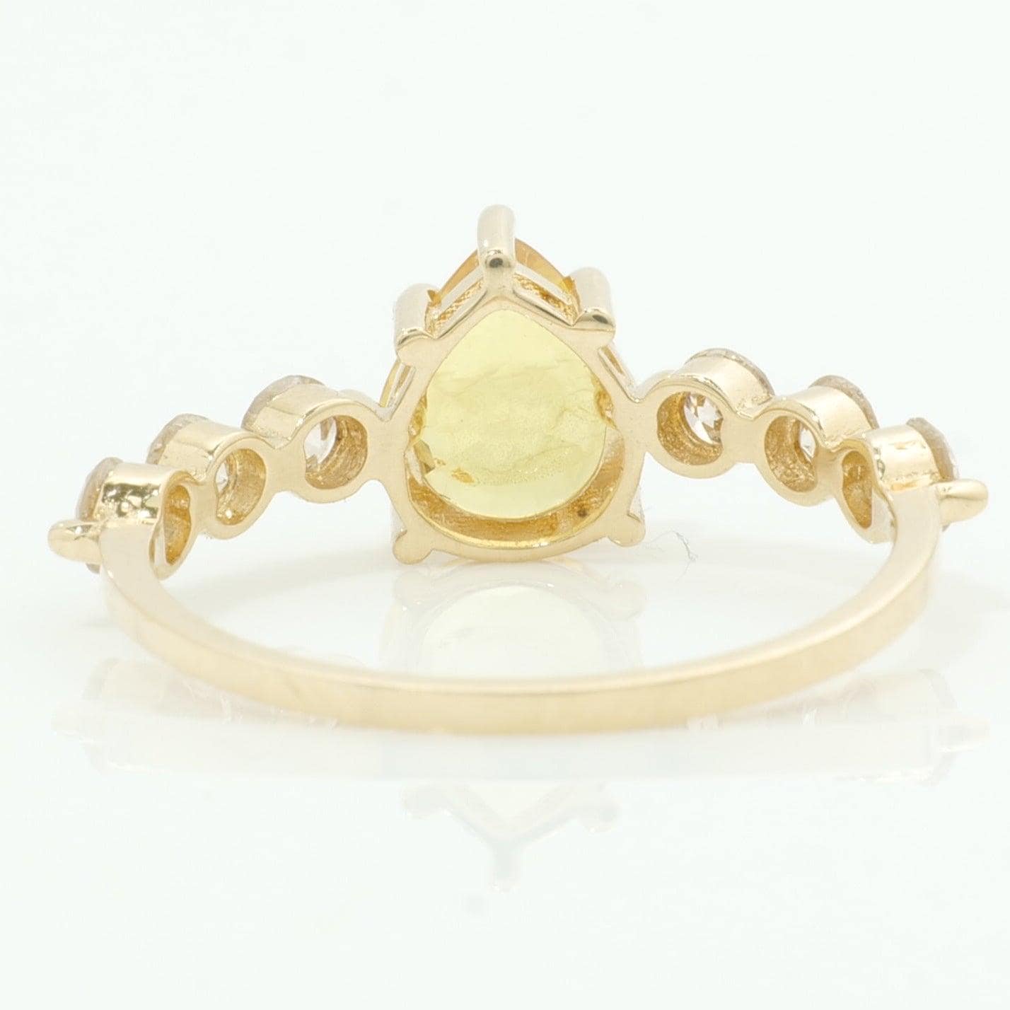 Pear Yellow Sapphire Natural Diamond Ring
