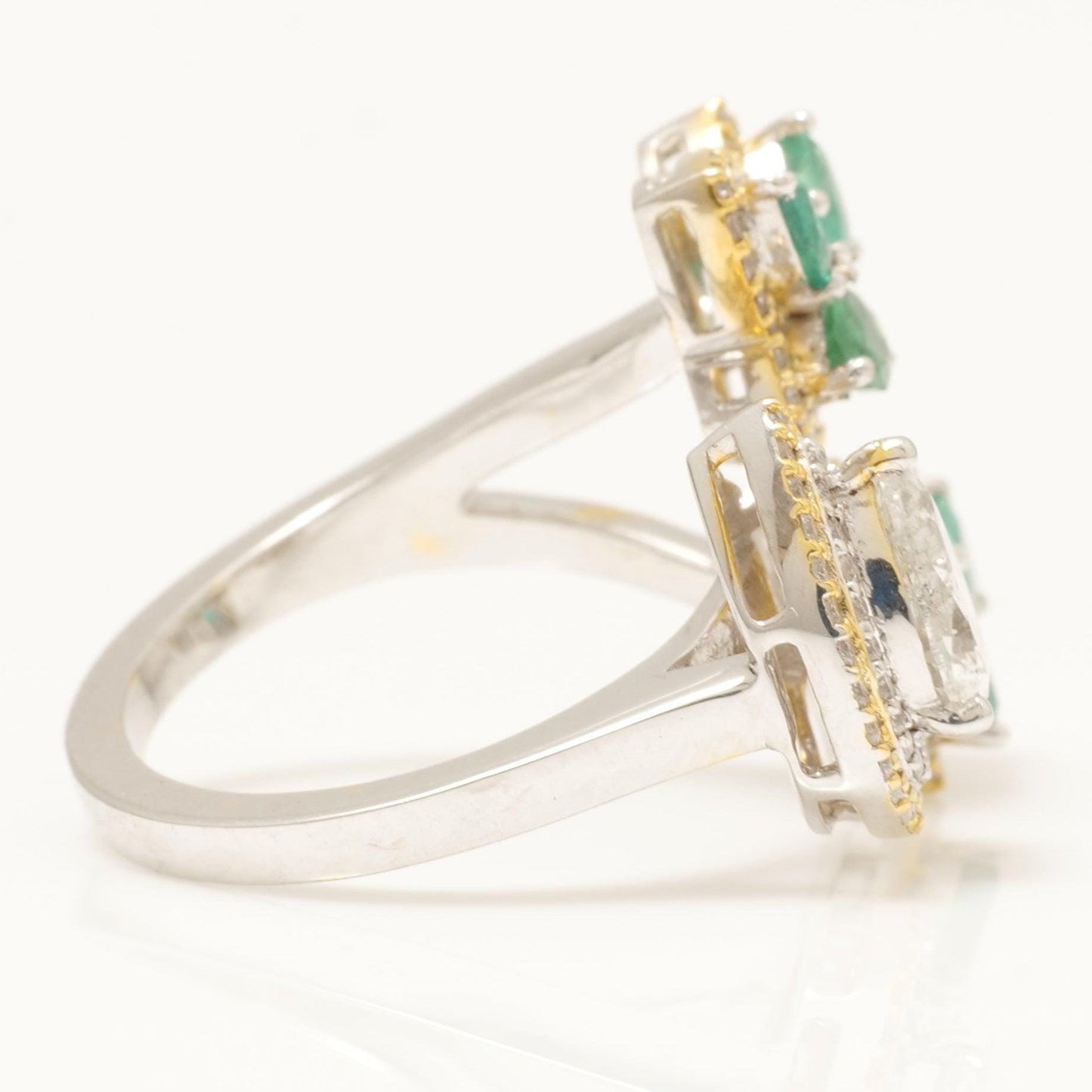 Emerald Pear Halo Diamond Ring