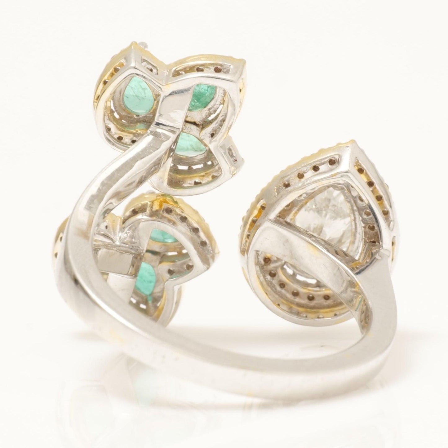 Emerald Pear Halo Diamond Ring