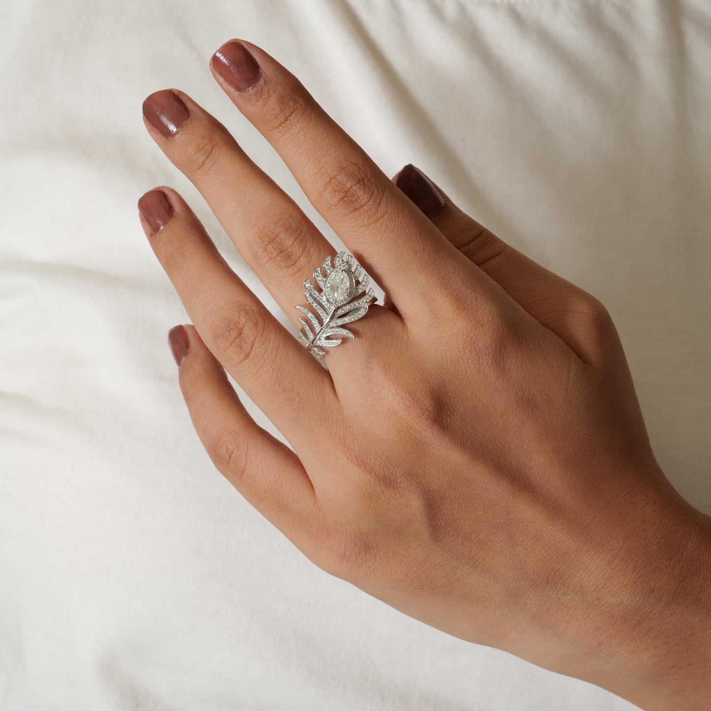 Peacock Feather Diamond Ring