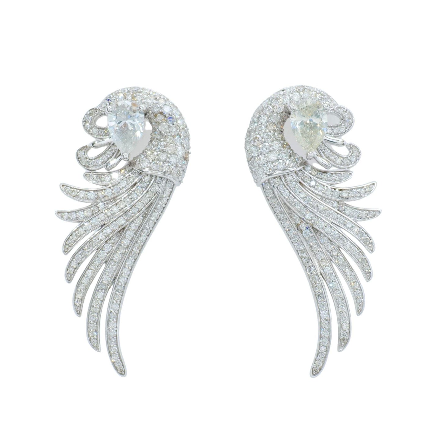 Diamond Peacock Feather Earrings