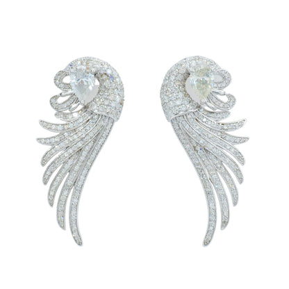 Diamond Peacock Feather Earrings