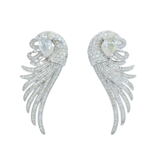 Diamond Peacock Feather Earrings