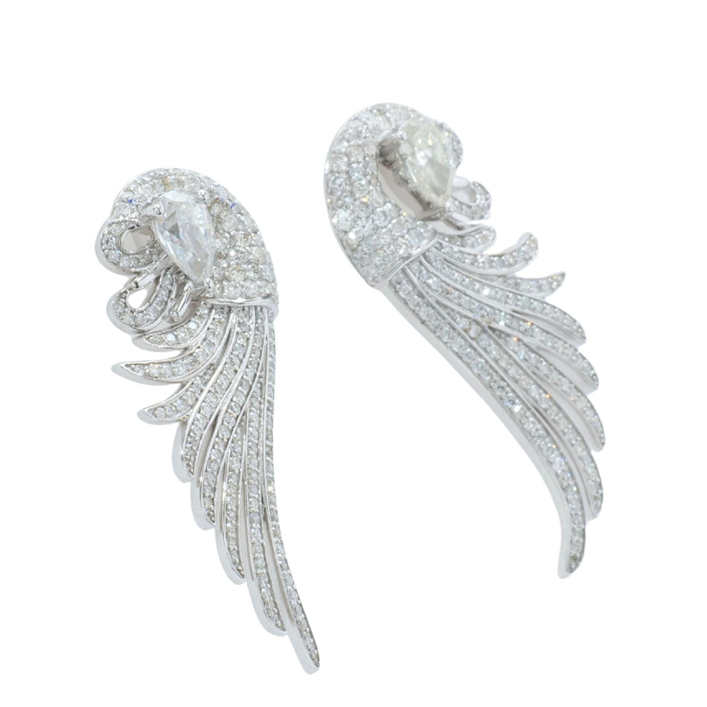 Diamond Peacock Feather Earrings