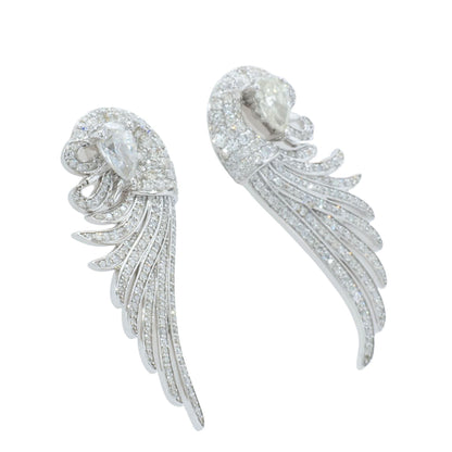 Diamond Peacock Feather Earrings