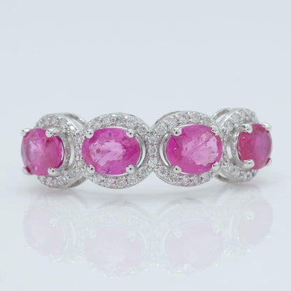 Oval Ruby Diamond Eternity Band Ring