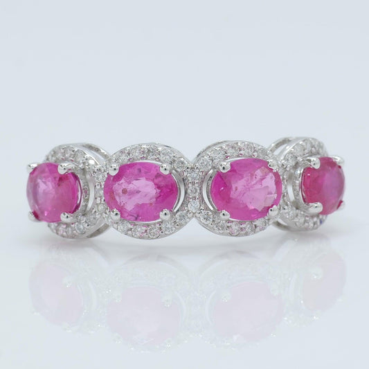 Oval Ruby Diamond Eternity Band Ring