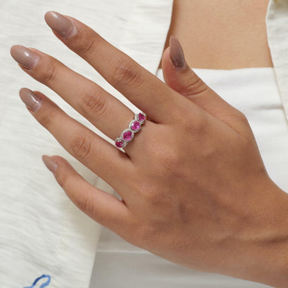 Oval Ruby Diamond Eternity Band Ring