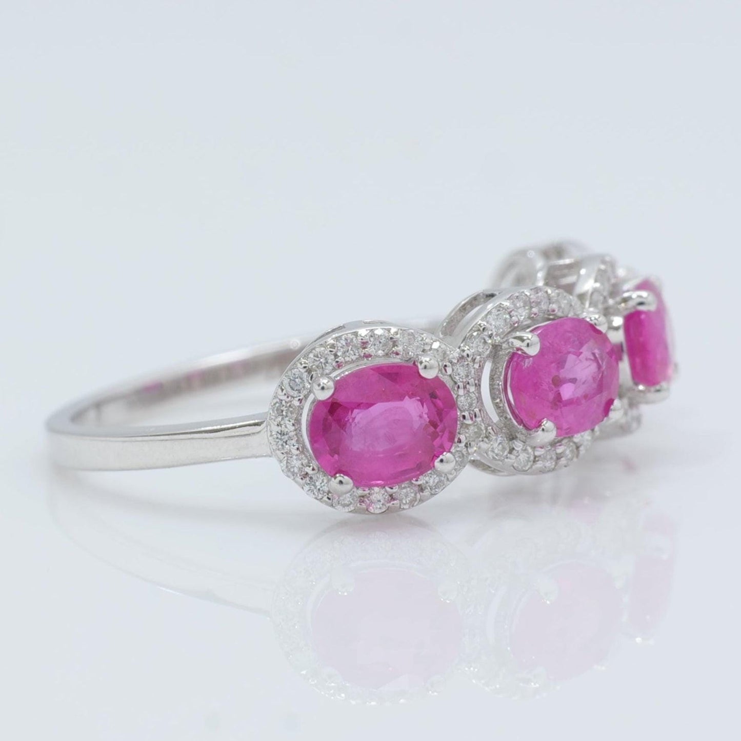 Oval Ruby Diamond Eternity Band Ring