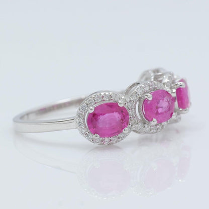 Oval Ruby Diamond Eternity Band Ring
