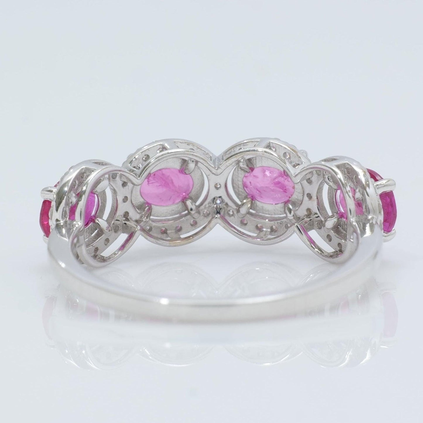 Oval Ruby Diamond Eternity Band Ring