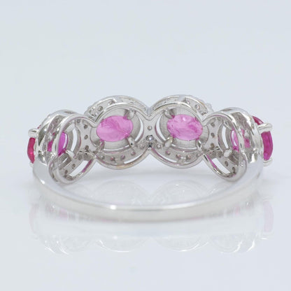 Oval Ruby Diamond Eternity Band Ring