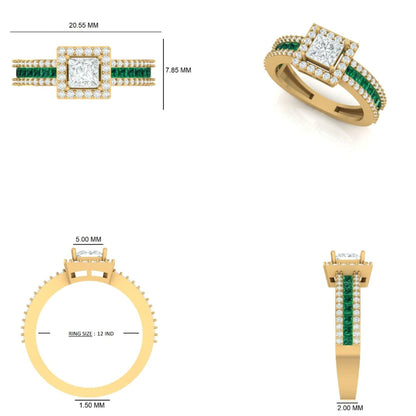 Square Princess Diamond Halo Ring