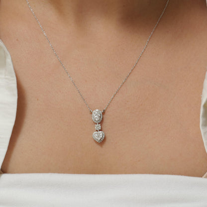 Oval Heart Drop Pendant Necklace