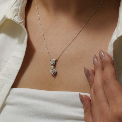 Oval Heart Drop Pendant Necklace