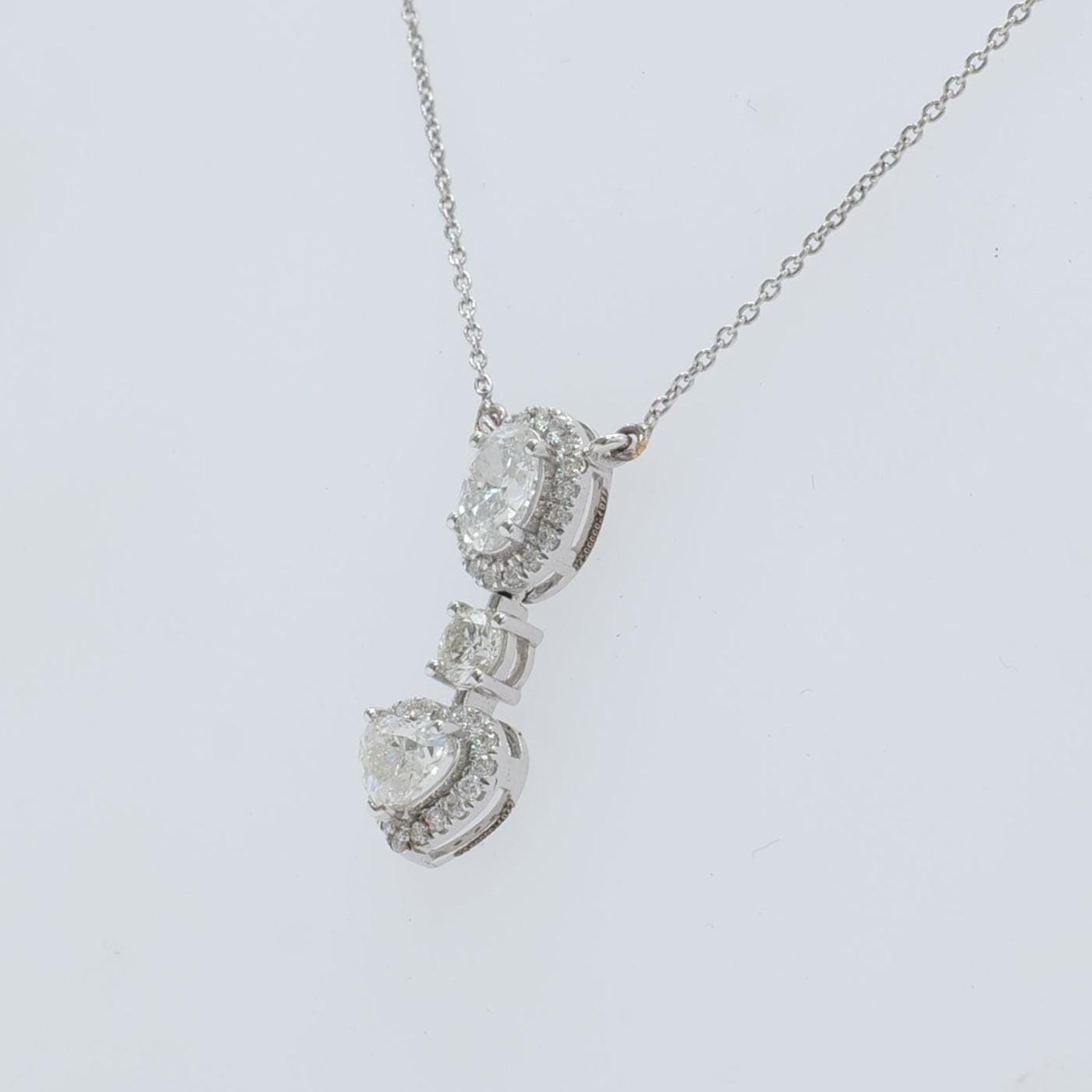 Oval Heart Drop Pendant Necklace