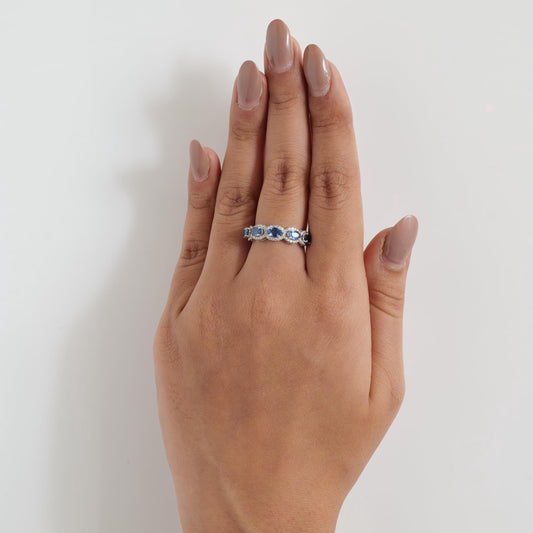 Oval Sapphire Diamond Eternity Band Ring