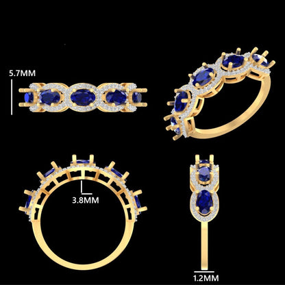 Oval Sapphire Diamond Eternity Band Ring