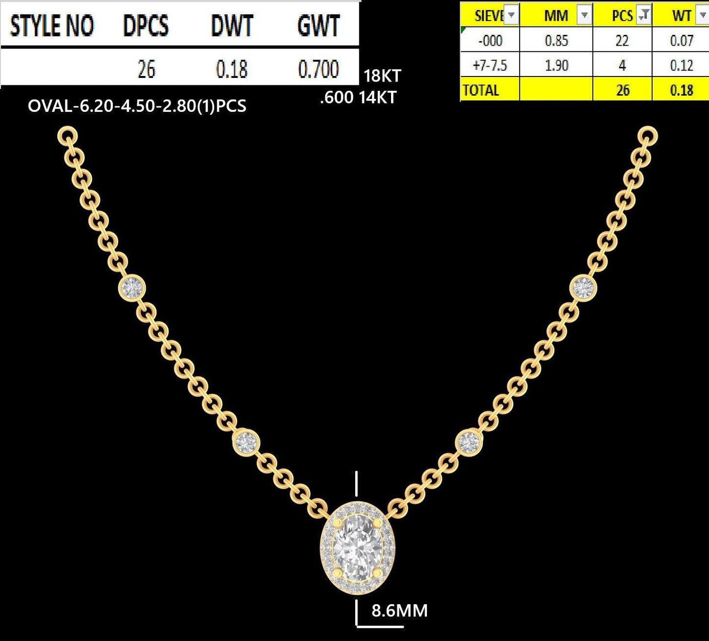 Oval Halo Diamond Necklace