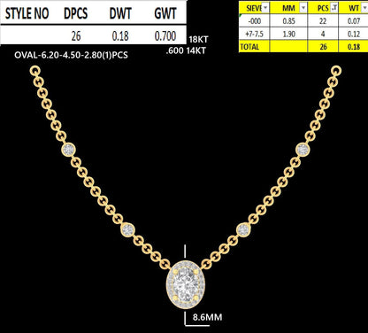 Oval Halo Diamond Necklace