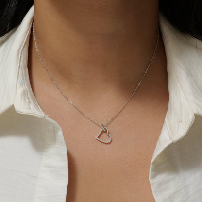 Open Heart Natural Diamond Minimalistic Pendant