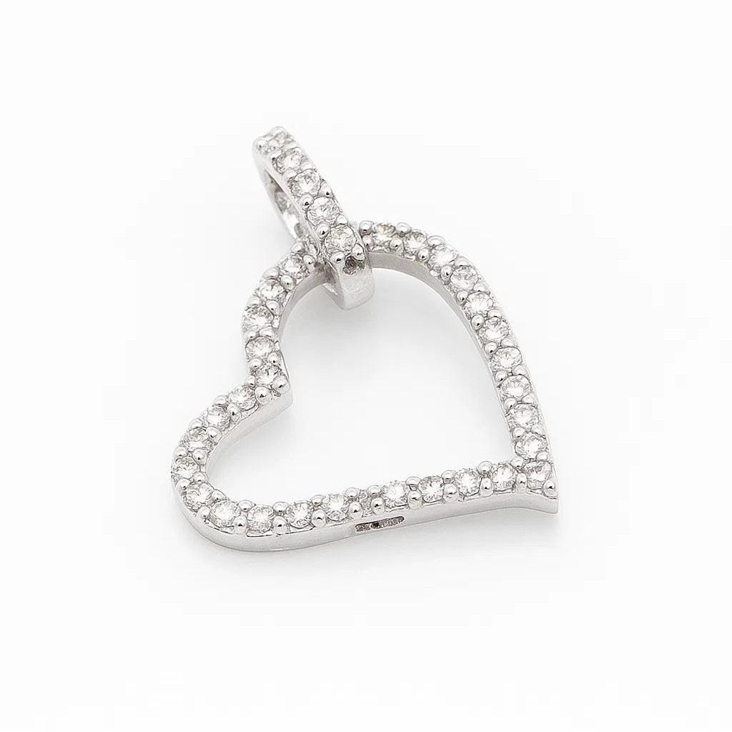 Open Heart Natural Diamond Minimalistic Pendant