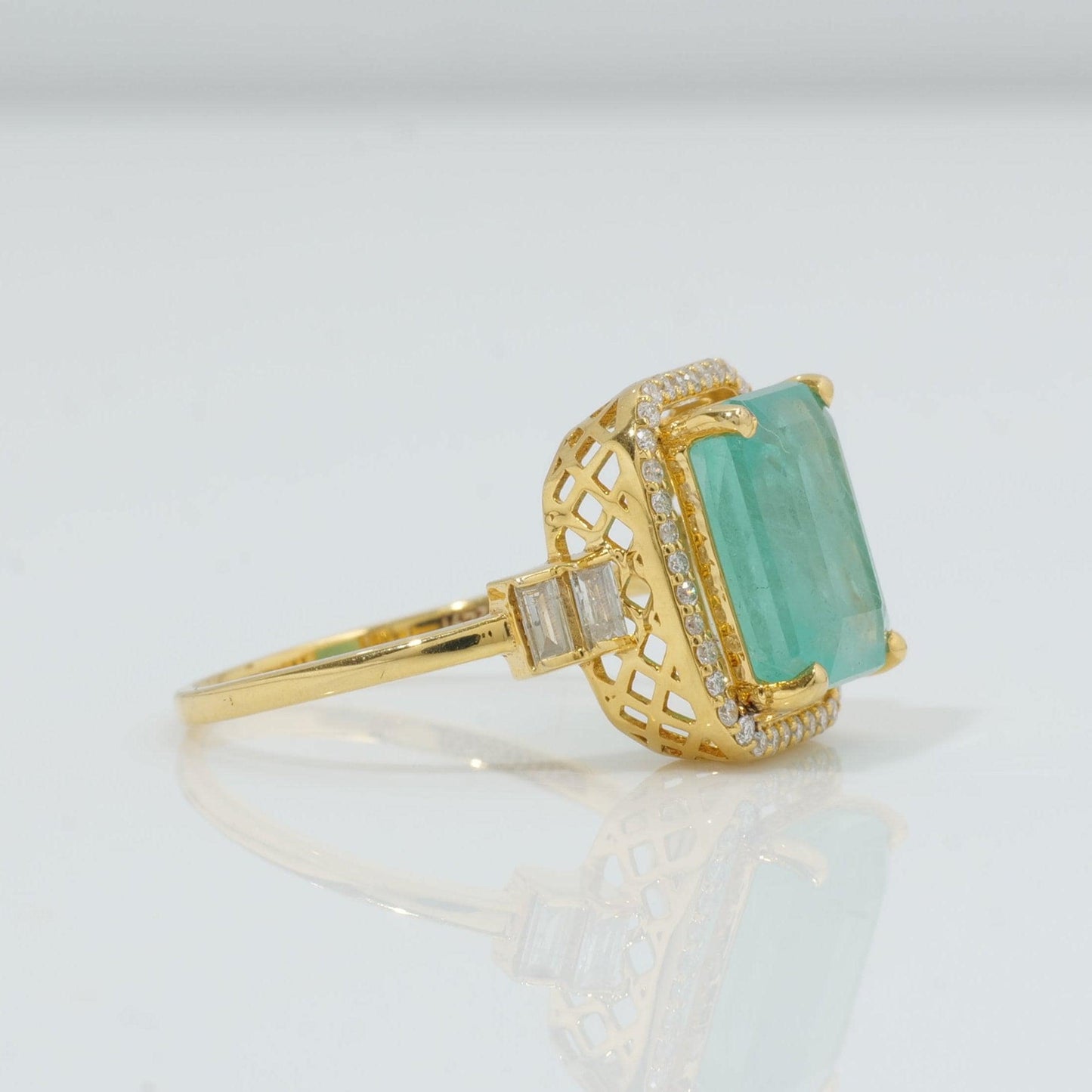 Emerald Cut Halo Diamond Ring