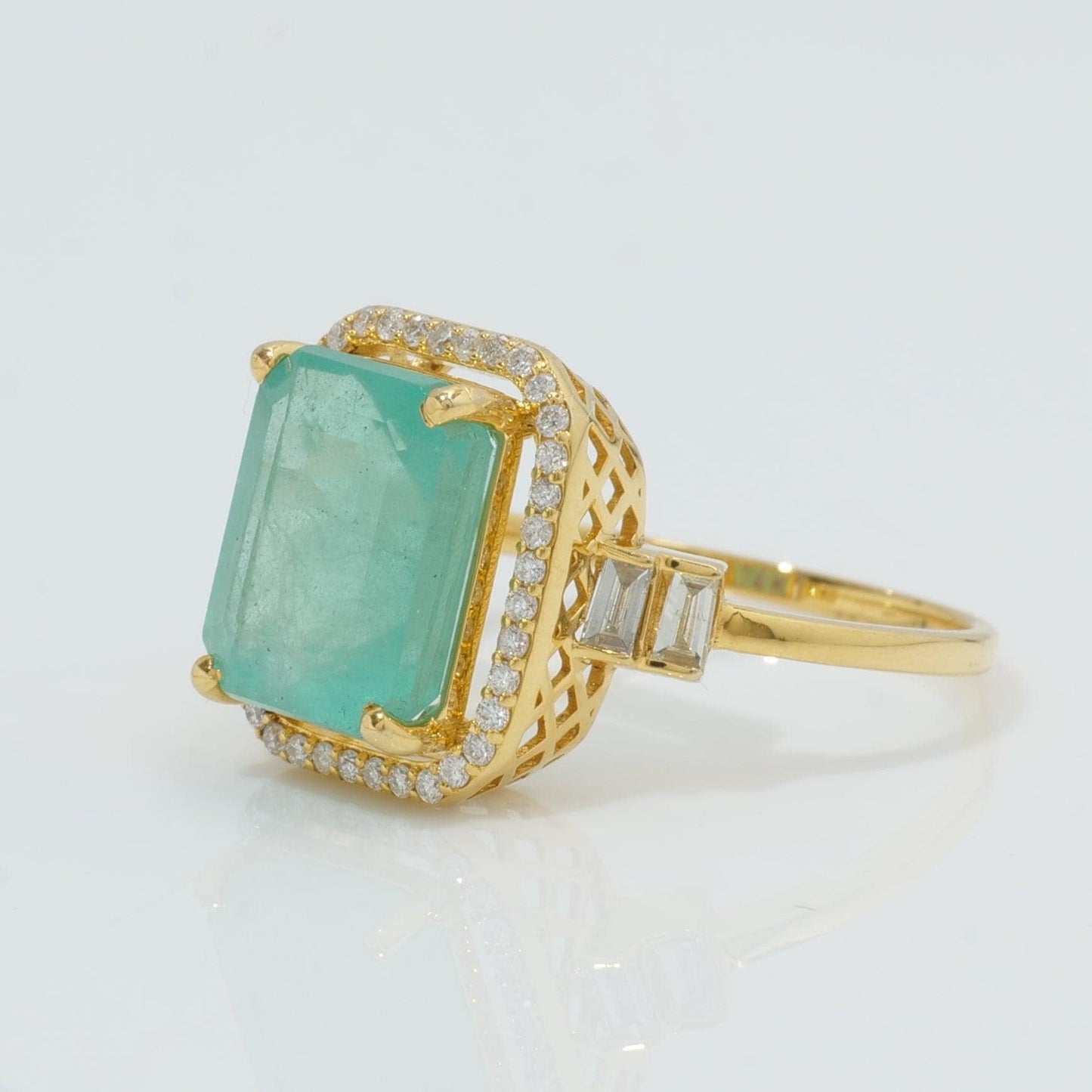 Emerald Cut Halo Diamond Ring