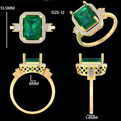 Emerald Cut Halo Diamond Ring