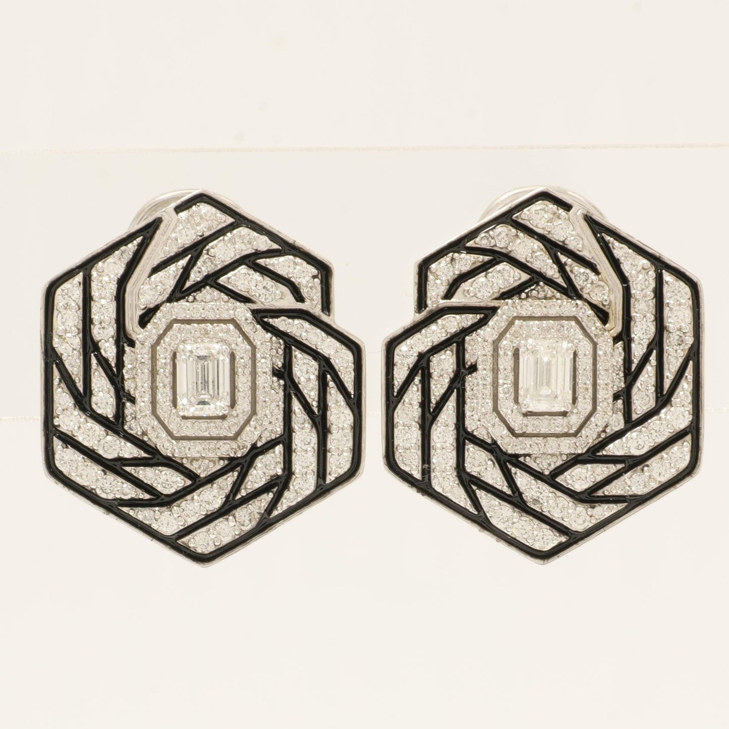 Hexagon Diamond Stud Earrings
