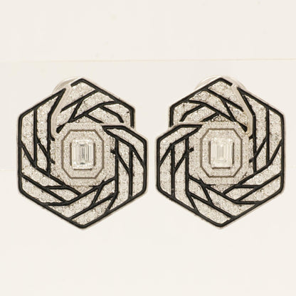 Hexagon Diamond Stud Earrings